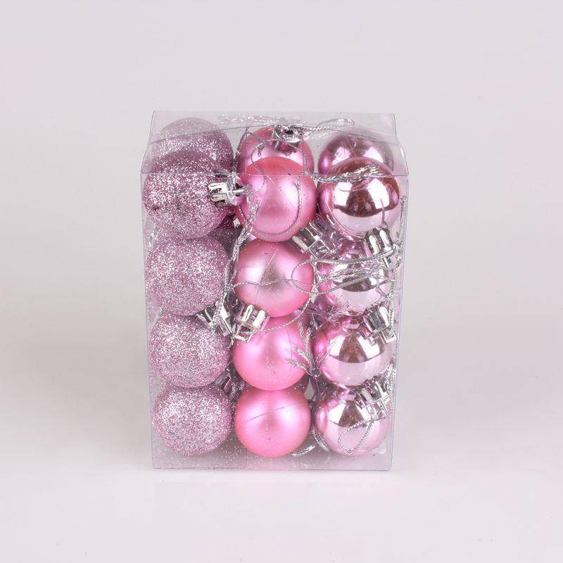 24 Stück Weihnachtskugel, Kunststoff, helle Kugel, farbige Weihnachtskugeln, Weihnachtsbaum-Dekorationskugel rosa von Joom DACH