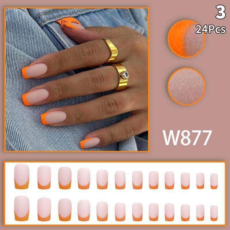 24 Stück farbige Aufdrücknägel im French-Stil, wiederverwendbares Gel, The Spice Girls-Nagelspitzen, schnell tragbar, komplett fertige künstliche Nägel von Joom DACH