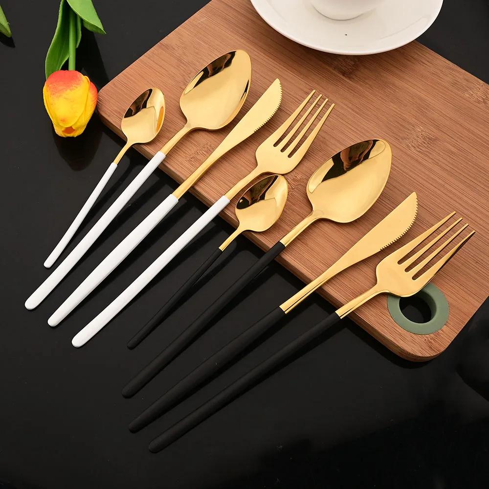 24 Teile/satz Geschirr Edelstahl Spiegel Schwarz Besteck Set Küche Gabel Kaffee Löffel Messer Geschirr Besteck Set silber 24 Teile/satz Geschirr Edelstahl Spiegel Schwarz Besteck Set Küche Gabel Kaffee Löffel Messer Geschirr Besteck Set silber von Joom DACH