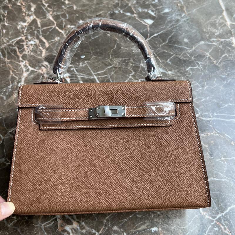 24 neue Echtes Leder frauen Tasche Mit Palm Muster Mini 22CM25 Tasche Silber Schnalle Handtasche Einzelnen Schulter Diagonal 22CM+2 shoulder straps without lock braun von Joom DACH