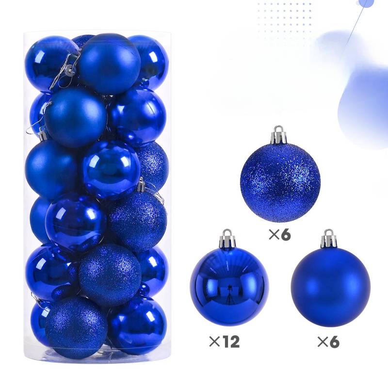 24 stücke 3/4/6/8cm Weihnachtskugeln Christbaumschmuck Kugeln Weihnachtsbehang Baumanhänger Home Party Weihnachtsbaum Dekor Neujahrsgeschenk 8cm dunkelblaue von Joom DACH