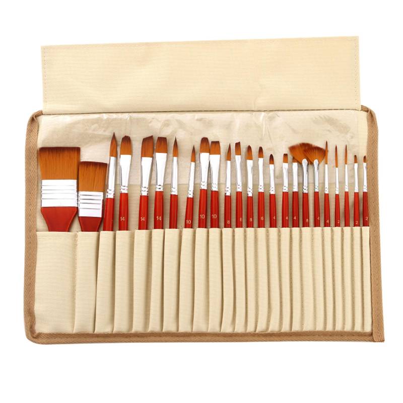 24-teiliges Acryl-Pinsel-Set, Nylonhaar, Künstlerpinsel, professionelle Malpinsel mit rot von Joom DACH