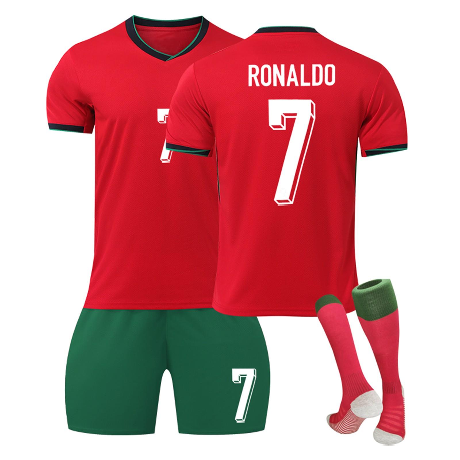 2425 Portugal Heim-Fußballtrikots, Shorts und Socken-Set, Shorts und Socken für die neue Saison, Größenset für Erwachsene und Kinder 22 von Joom DACH