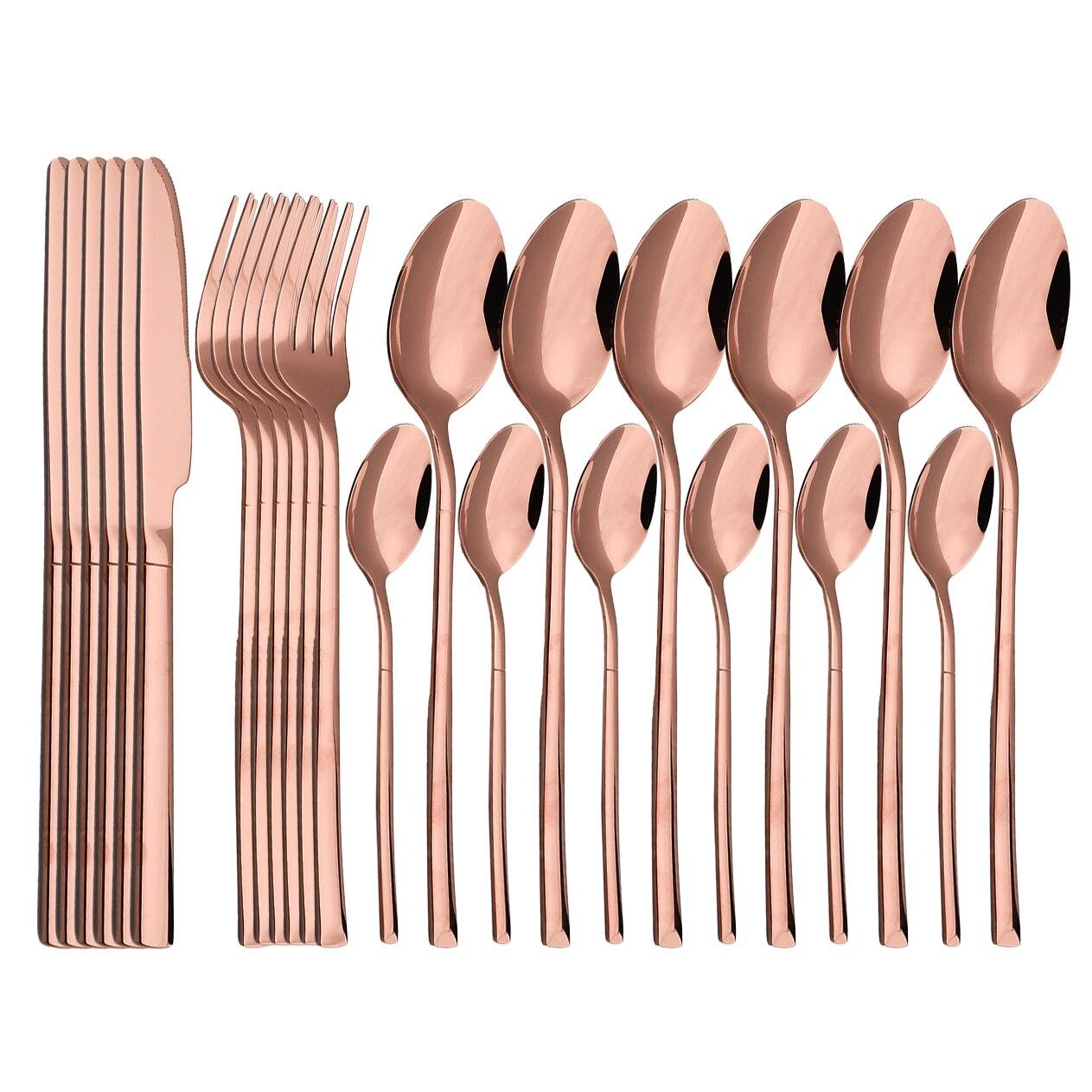 24Pcs Gold Geschirr Set Edelstahl Besteck Messer Gabel Löffel Geschirr KitchenTableware Besteck Set Spülmaschinenfest rose gold von Joom DACH