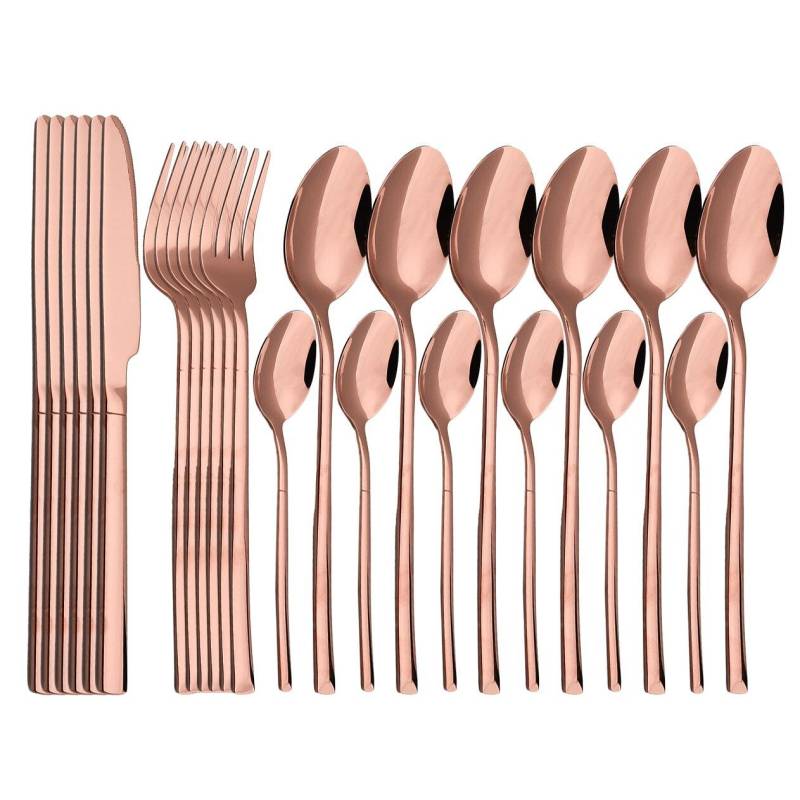 24Pcs Gold Geschirr Set Edelstahl Besteck Messer Gabel Löffel Geschirr KitchenTableware Besteck Set Spülmaschinenfest rose gold von Joom DACH