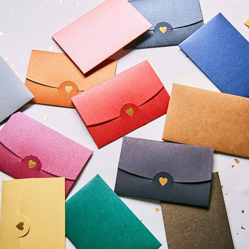 25 Stück Perlglanz-Umschläge mit Liebesherz Farbige Umschläge Geschäftsumschläge für Grußkarte Color Random von Joom DACH
