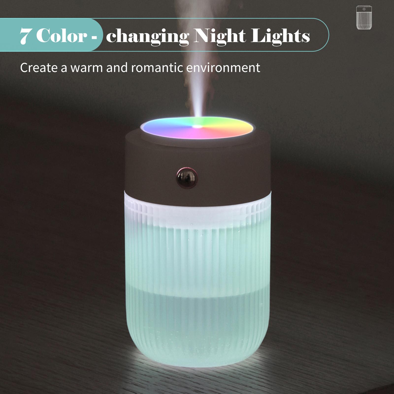 250 ml Auto-Nebelbefeuchter mit buntem Nachtlicht, Desktop-USB-Nebelbefeuchter, Kaltluftbefeuchter weiß von Joom DACH