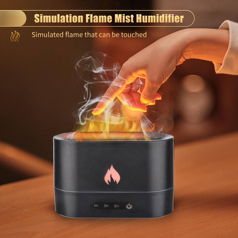 250 ml Simulation Flamme Nebel Luftbefeuchter Flamme Nachtlicht Ruhig Aromatherapie Diffusor Desktop USB schwarz von Joom DACH