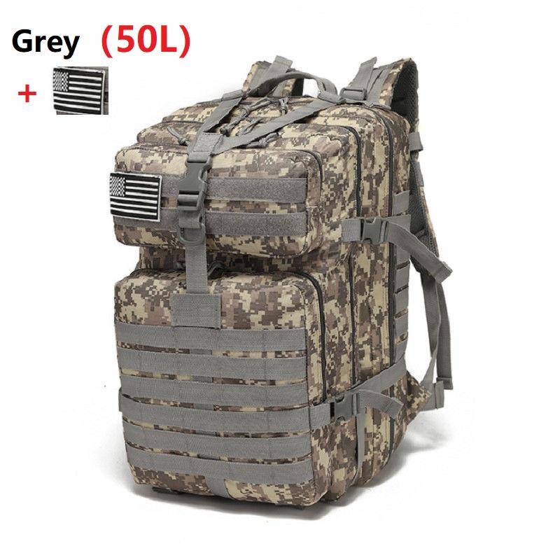 25L/50L Wasserdichter Rucksack Outdoor Rucksäcke Taktische Sport Camping Wandern Trekking Angeln Jagd Tasche 50L grau/camouflage von Joom DACH