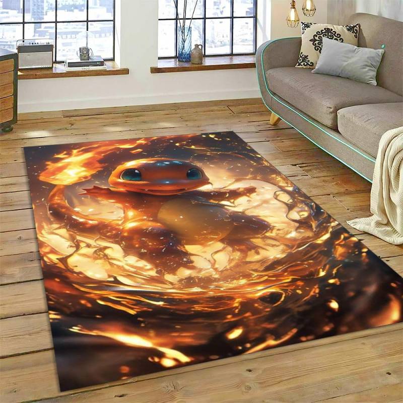 27 Stil Glurak Glumanda Feuer Pokémon Cartoon Dracaufeu Teppich Teppich für Schlafzimmer Wohnzimmer Zuhause Sofa Dekoration, Fußmatte 40x60cm( 15x23in ) von Joom DACH