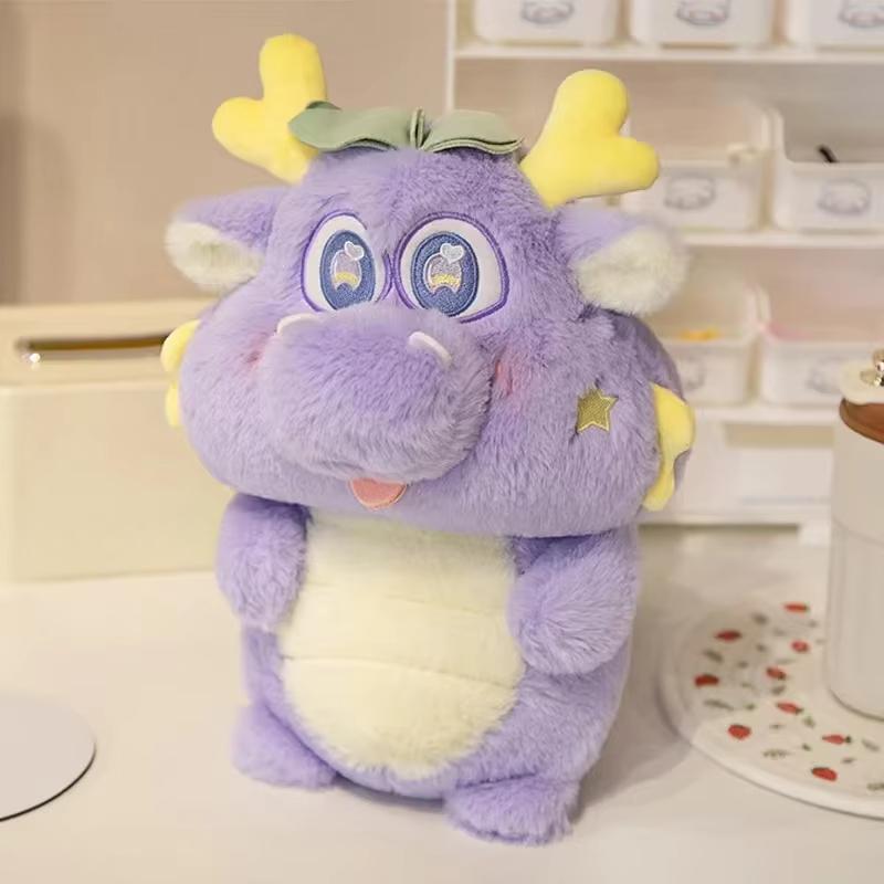 28/35 cm Cartoon Niedliches Drachen-Maskottchen-Plüschtier Buntes Drachenkissen Geschenk für Kinder Heimdekoration Begleitpuppe 28cm violett von Joom DACH