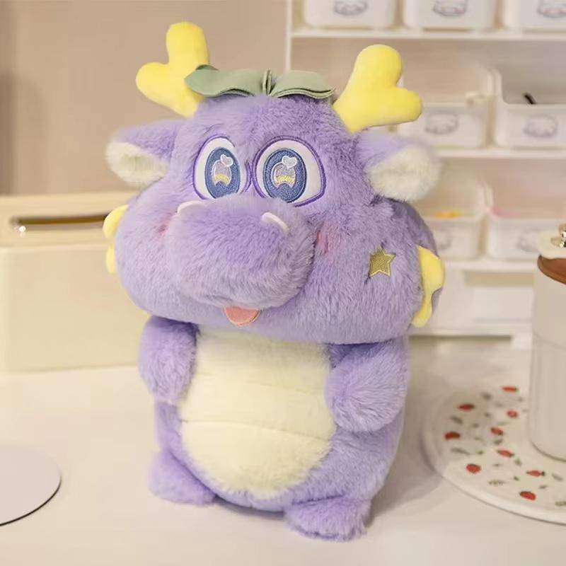28/35 cm Cartoon Niedliches Drachen-Maskottchen-Plüschtier Buntes Drachenkissen Geschenk für Kinder Heimdekoration Begleitpuppe 28cm violett von Joom DACH