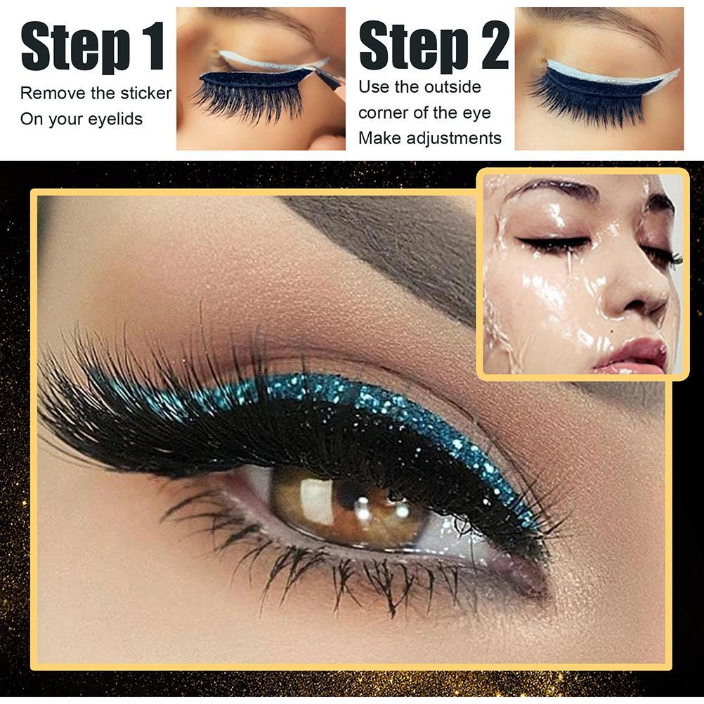 28 Paar Wiederverwendbare Eyeliner- und Wimpernaufkleber 7 Farben Wasserdicht Wiederverwendbarer Eyeliner Wimpern blau von Joom DACH