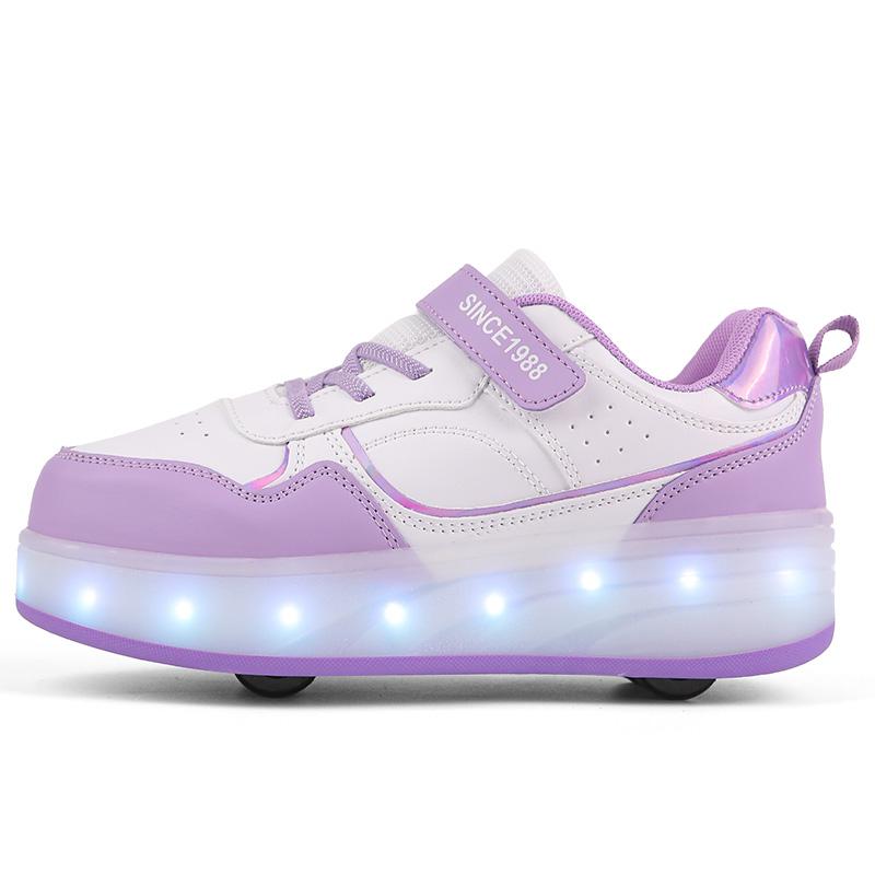 29-38 Kinder-Allrad-Demontage in flache Sportschuhe LED Bling Bling Kinder leuchtende Turnschuhe 32 violett von Joom DACH