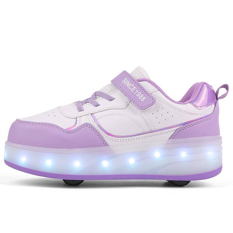 29-38 Kinder-Allrad-Demontage in flache Sportschuhe LED Bling Bling Kinder leuchtende Turnschuhe 32 violett von Joom DACH