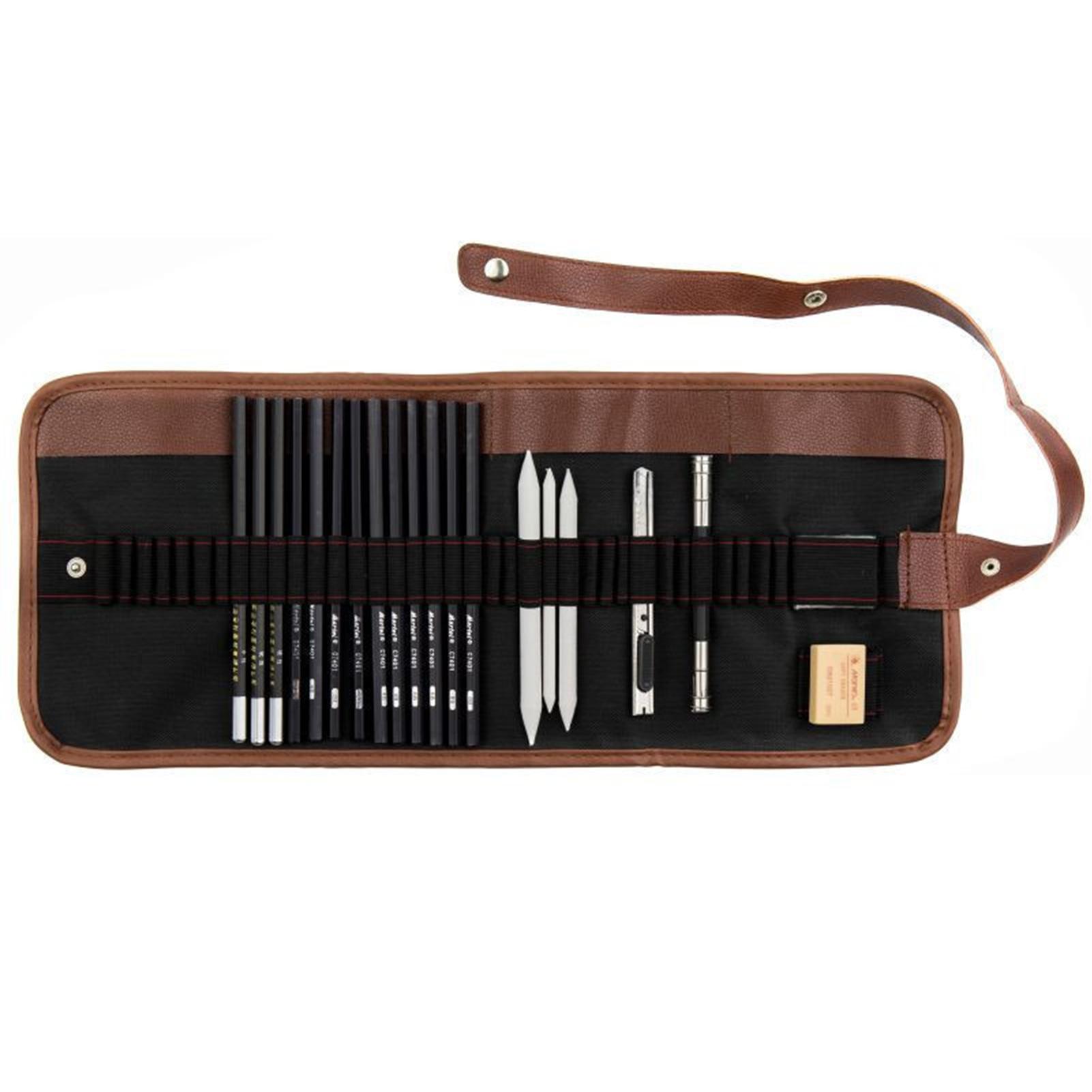 29-teiliges Bleistift-Set zum Zeichnen, Skizzieren, Kohlestift, Kunst, professionelles Künstlerbedarf mit Aufbewahrungstasche 29pcs von Joom DACH