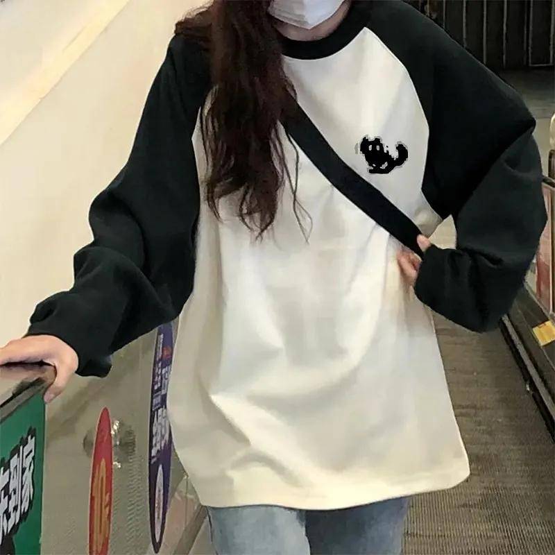 2KWEIRD Koreanischer Stil Grüne Sweatshirts Damen Y2K Harajuku Hip Hop Patchwork Langarm T-Shirts Übergroße Vintage Buchstaben Tops XXL von Joom DACH