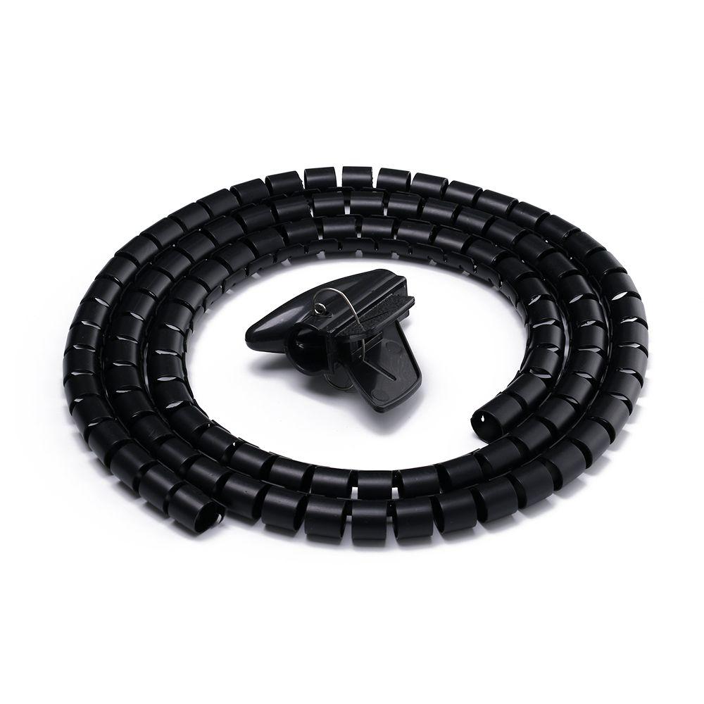 2M 10/16/22/28mm Flexible Spirale Kabel Draht Schutz Kabel Organizer Computer Kabel Schutz rohr Clip Organizer Management Tools 28mm schwarz von Joom DACH