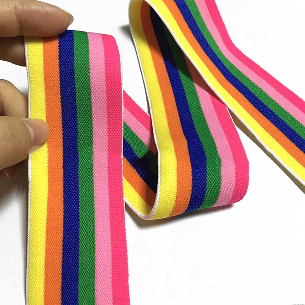 2M Regenbogen-Gummibänder mit gestrickten bunten Streifen, Elastizität für Kleidung, Nähzubehör, Gürtel, Tischröcke, Hochzeit, Babyparty, DIY-Dekor bunt von Joom DACH
