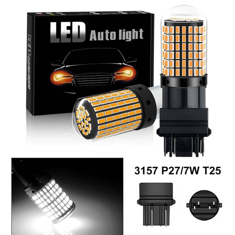 2PC 1156 BA15S P21W BAU15S PY21W T20 7440 W21W 3157 1157 P21/5W W21/5W LED Lampen 144 SMD led CanBus Lampe Für Blinker Licht 2PCS T25 3157 P27/7W weiß von Joom DACH