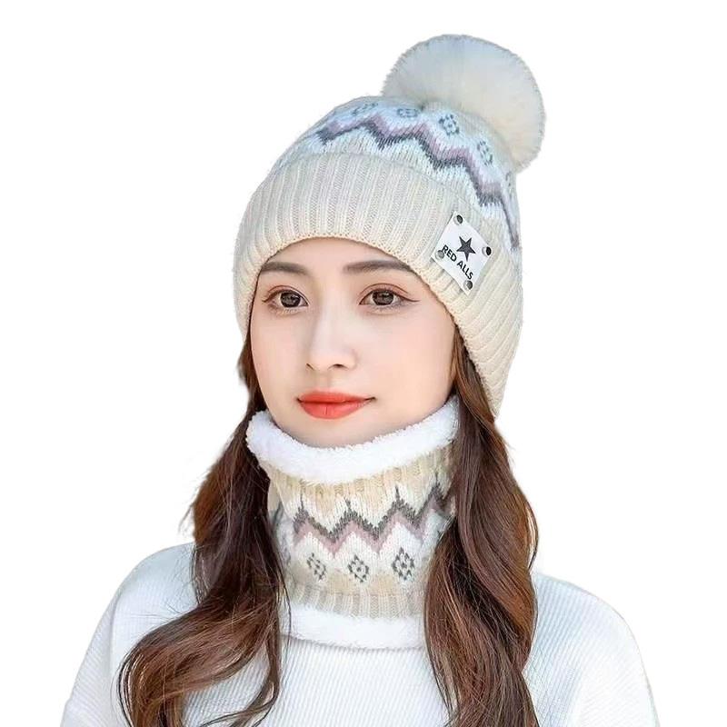 2 STÜCK Mützen Radfahren Winddichte Mütze Schal Set Outdoor Plüsch Samt Winter Ohrenschutz Nackenwärmer Frauen beige von Joom DACH