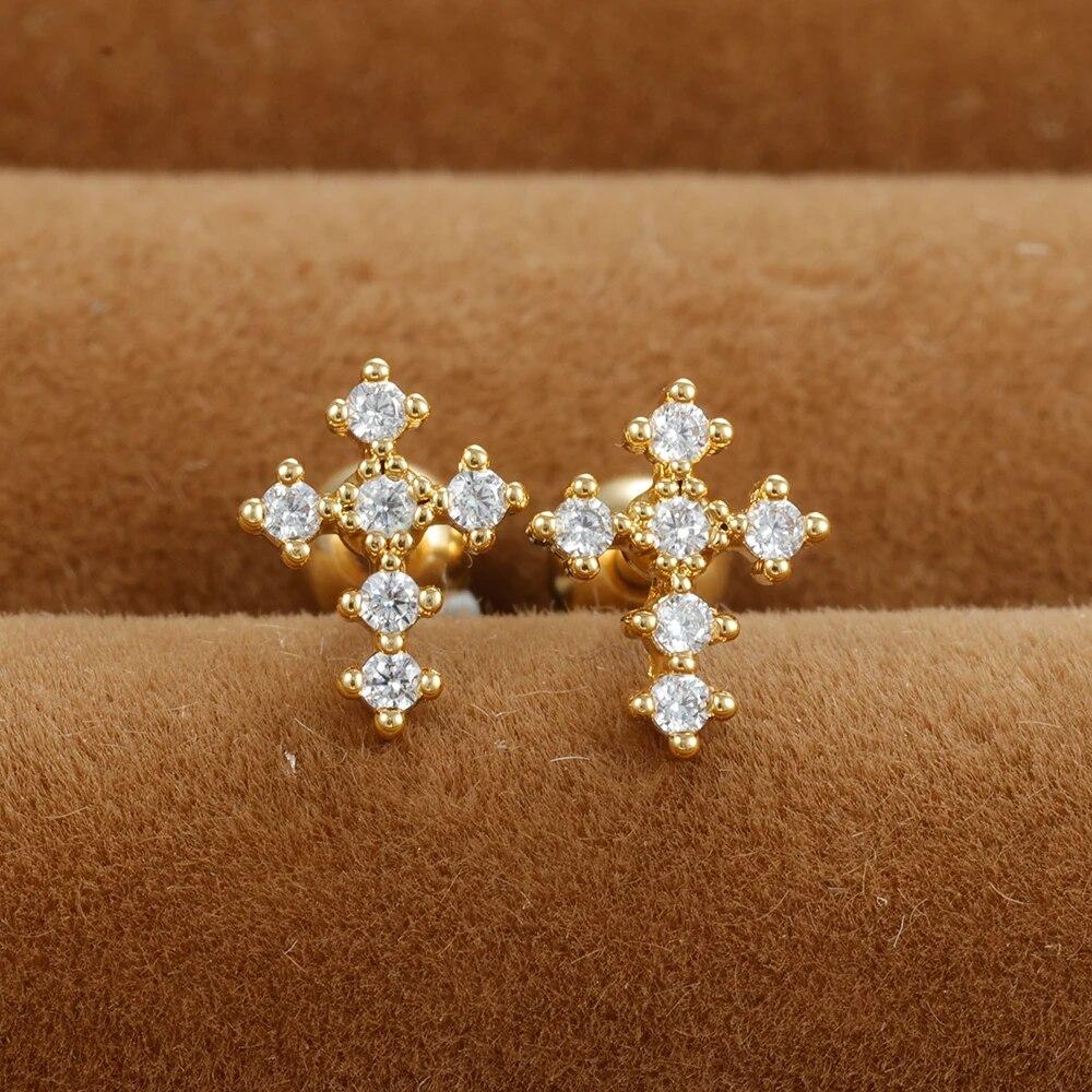 2PCS Edelstahl Kreuz Krone Ohrstecker Ohrringe für Frauen Zirkon Ohr Helix Tragus Knorpel Piercing Zubehör Schmuck Geschenk von Joom DACH