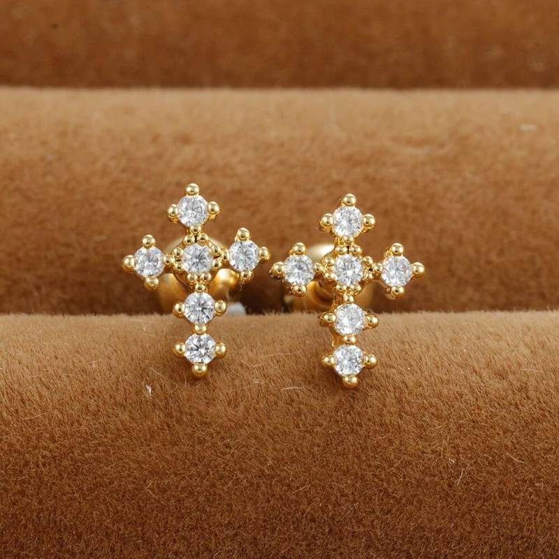 2PCS Edelstahl Kreuz Krone Ohrstecker Ohrringe für Frauen Zirkon Ohr Helix Tragus Knorpel Piercing Zubehör Schmuck Geschenk von Joom DACH