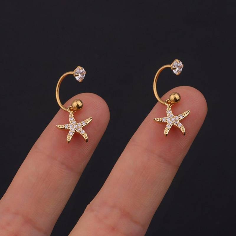 2PCS Edelstahl Stern Kristall CZ Ohr Bolzen Ohrringe Frauen Silber Farbe Tragus Knorpel Helix Piercing Schmuck von Joom DACH