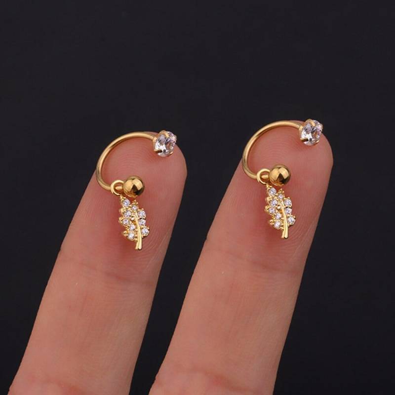 2PCS Edelstahl Stern Kristall CZ Ohr Bolzen Ohrringe Frauen Silber Farbe Tragus Knorpel Helix Piercing Schmuck von Joom DACH
