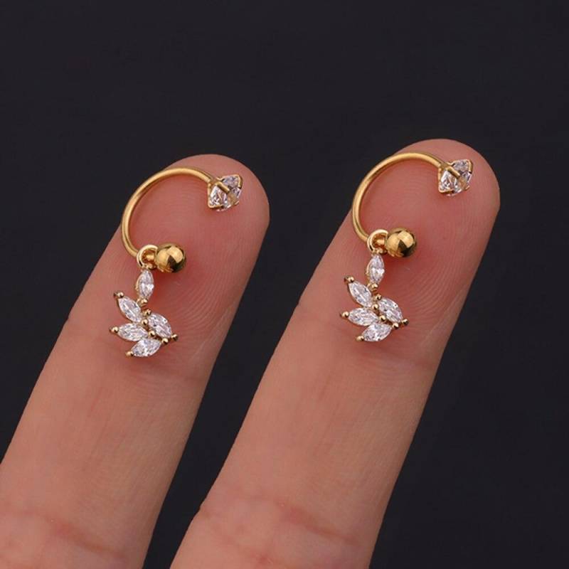 2PCS Edelstahl Stern Kristall CZ Ohr Bolzen Ohrringe Frauen Silber Farbe Tragus Knorpel Helix Piercing Schmuck von Joom DACH