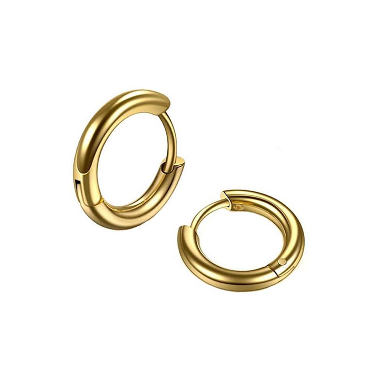 2PCS Einfache Gold Silber Farbe Edelstahl Hoop Ohrringe Für Frauen Männer Kleine Huggie Punk Hiphop Piercing Schmuck 20mm gold von Joom DACH
