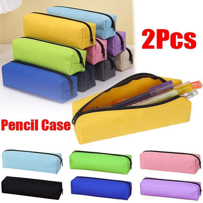 2Pcs Einfarbig Bleistift Fall Mädchen Jungen Einfache Tuch Schreibwaren Box Tragbare Kinder Jugendliche Zurück Zu Schule Bleistift Beutel One Size schwarz von Joom DACH