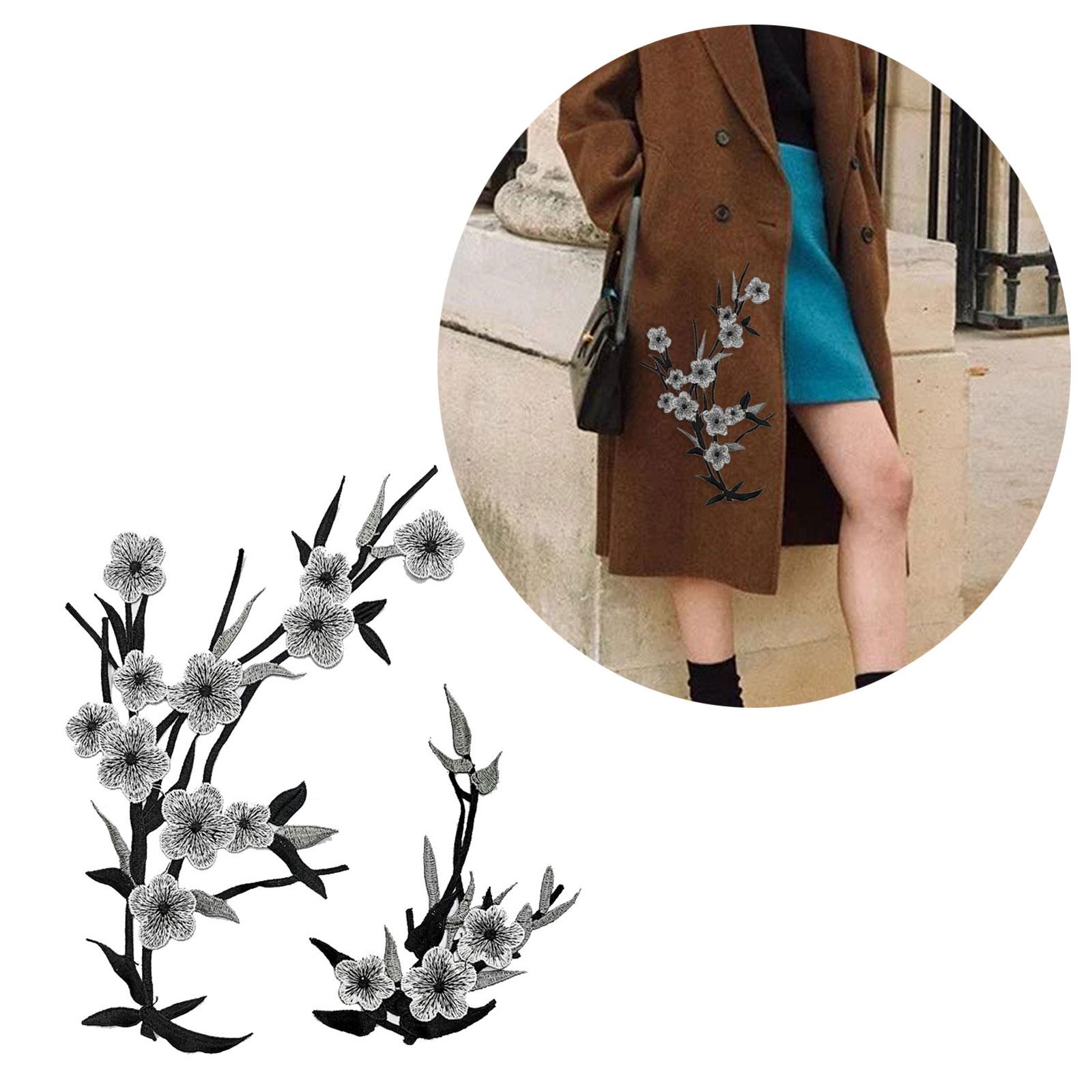 2 Stück bestickte Blumen-Flicken zum Aufnähen, Stickerei-Applikation, Blumen-Stoff-Kragen-Flicken für Kleidung, Jeans, Jacken, Röcke violett von Joom DACH