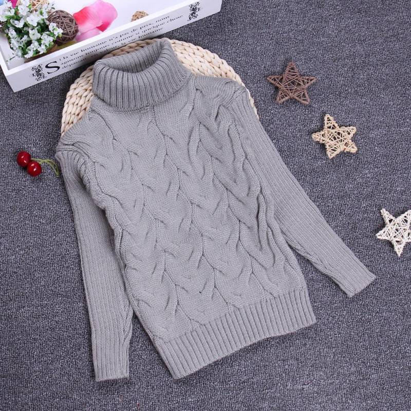 2T-10T Reine Farbe Frühling Junge Mädchen Dicke Kind Gestrickte Bodenbildung Rollkragen Shirts Solide Hohe Kragen Pullover pullover 120cm grau von Joom DACH