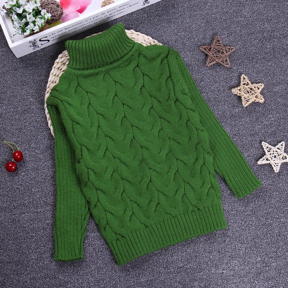 2T-10T Reine Farbe Frühling Junge Mädchen Dicke Kind Gestrickte Bodenbildung Rollkragen Shirts Solide Hohe Kragen Pullover pullover 130cm grün von Joom DACH