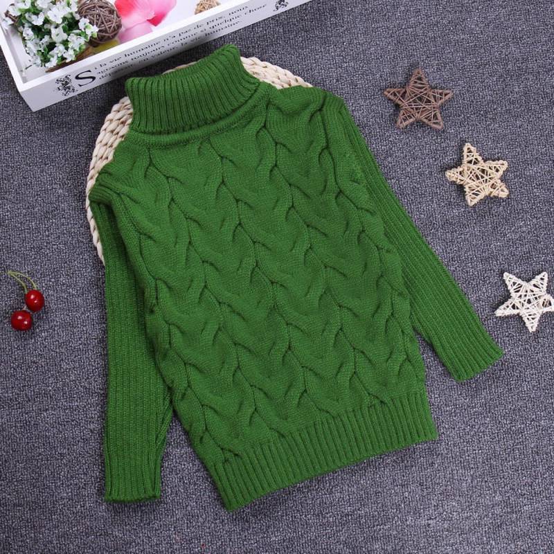 2T-10T Reine Farbe Frühling Junge Mädchen Dicke Kind Gestrickte Bodenbildung Rollkragen Shirts Solide Hohe Kragen Pullover pullover 130cm grün von Joom DACH