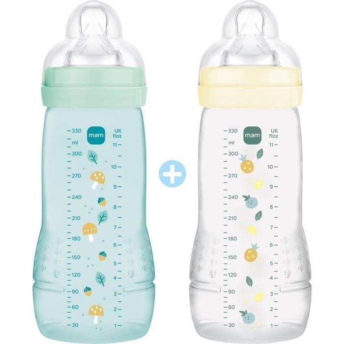 2er-Pack Babyflaschen - MAM BABY - Easy Active - +6 Monate - 330 ml - Sauger Durchfluss X - Ice + Pearl von Joom DACH