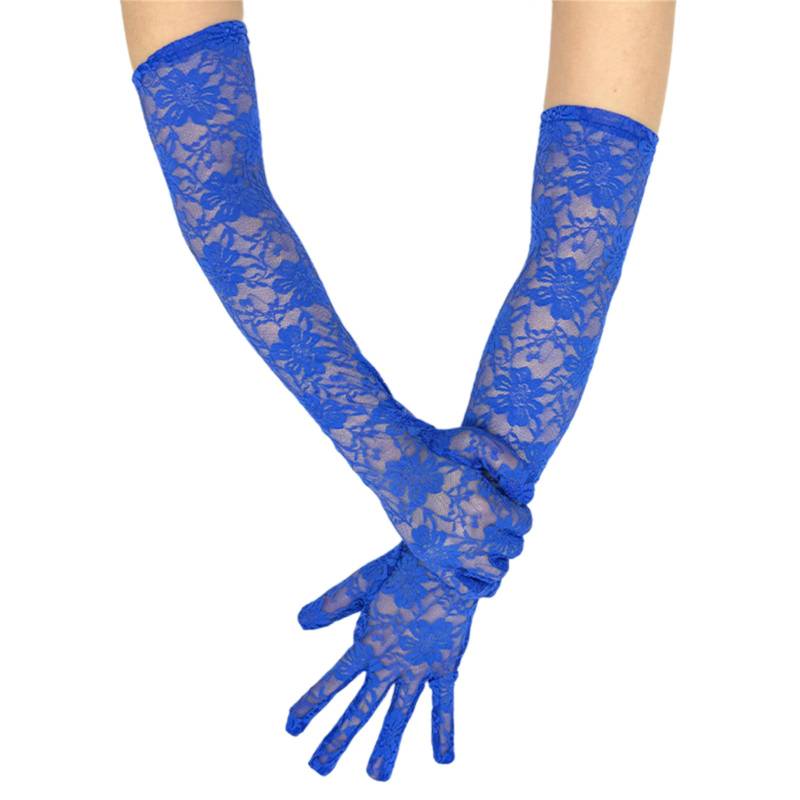2er-Pack Raffinierte Spitzen-Abendhandschuhe Party-Kostümhandschuhe Modische Handschuhe für Abendpartys Hochzeiten blau von Joom DACH