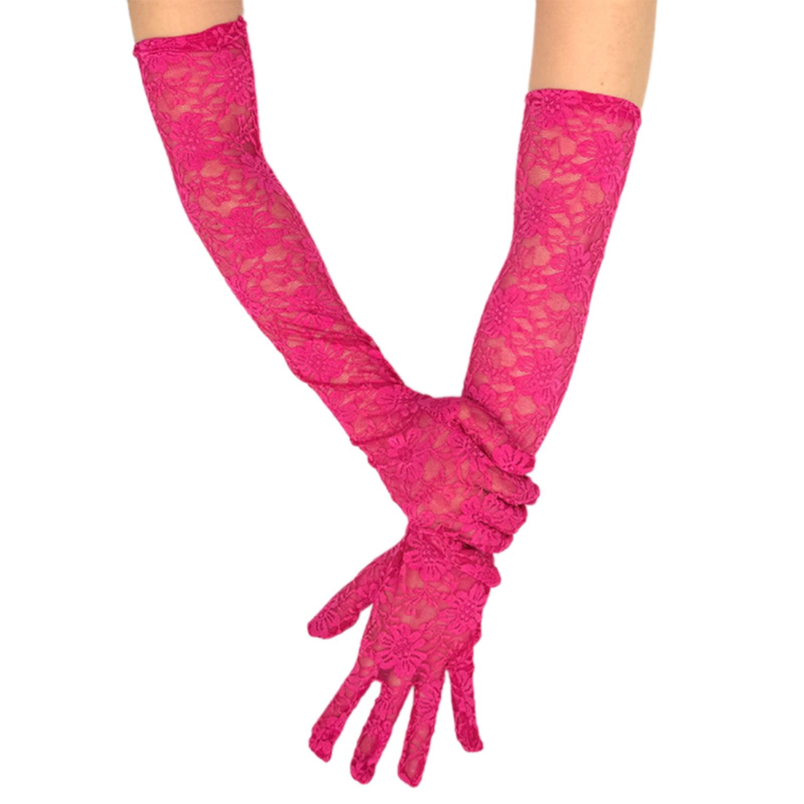 2er-Pack Raffinierte Spitzen-Abendhandschuhe Party-Kostümhandschuhe Modische Handschuhe für Abendpartys Hochzeiten heißes rosa von Joom DACH