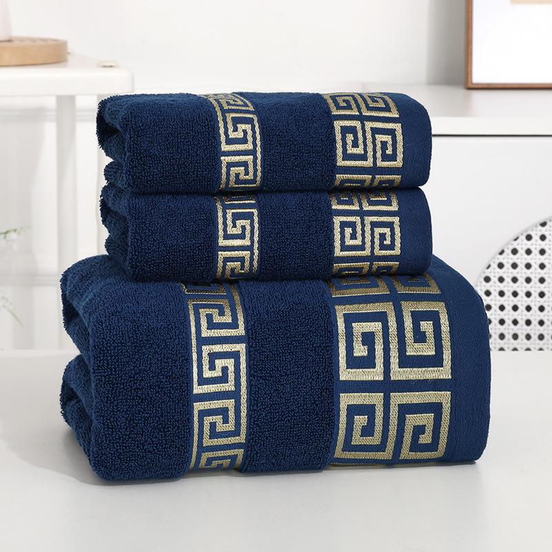 2er-Set Badehandtücher aus Baumwolle, Gesichtshandtuch 35 x 75 cm und 1 großes Badetuch 70 x 140 cm, Waschlappen, Geschenkhandtücher One towel + one bath towel blau von Joom DACH