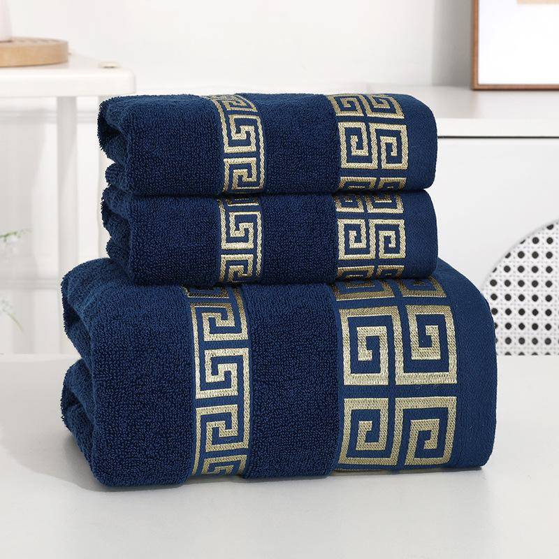 2er-Set Badehandtücher aus Baumwolle, Gesichtshandtuch 35 x 75 cm und 1 großes Badetuch 70 x 140 cm, Waschlappen, Geschenkhandtücher One towel + one bath towel blau von Joom DACH