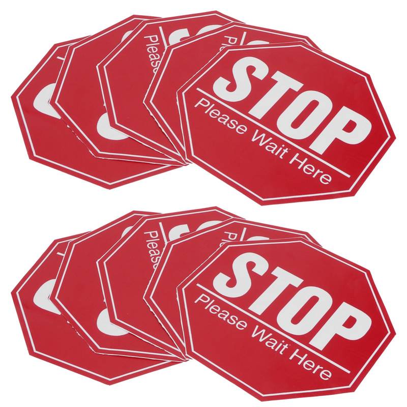 2er Set Bodenstoppschild-Aufkleber Sicherheitsabstand Bodenmarkierung Warnaufkleber für den Gebrauch im öffentlichen Bereich von Joom DACH