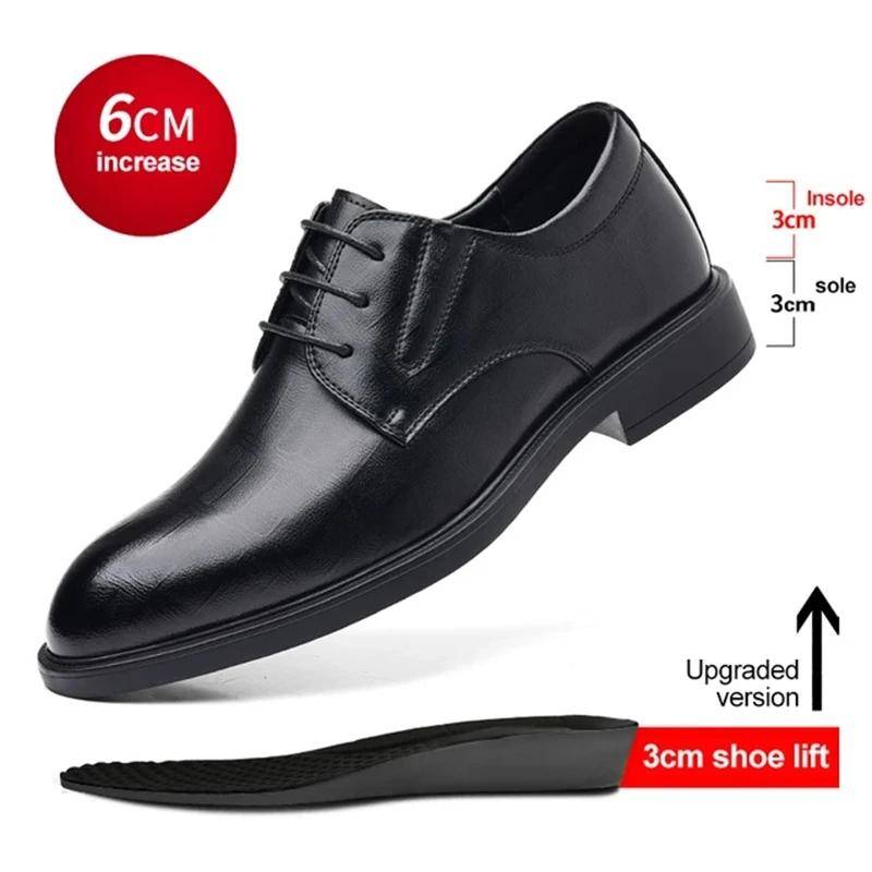 3/6/8 CM Aufzugsschuhe Herren Abendschuhe Schwarzes weiches Leder Herren Erhöhen Formelle Schuhe Casual Business Herren Oxfords Anzugschuhe 41 von Joom DACH