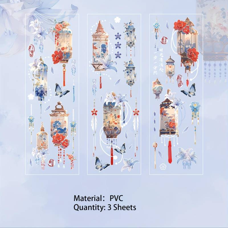 3 Blätter Garten Überraschung Traum PVC Relief Bronzing Aufkleber für Scrapbooking DIY Dekoratives Material Collage Journaling von Joom DACH