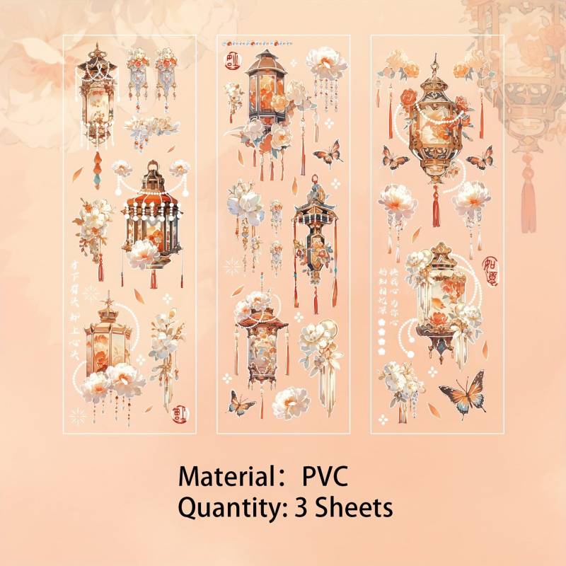 3 Blätter Garten Überraschung Traum PVC Relief Bronzing Aufkleber für Scrapbooking DIY Dekoratives Material Collage Journaling von Joom DACH