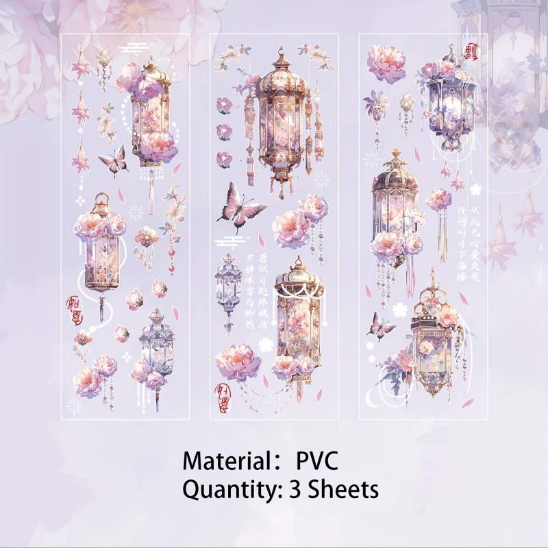 3 Blätter Garten Überraschung Traum PVC Relief Bronzing Aufkleber für Scrapbooking DIY Dekoratives Material Collage Journaling von Joom DACH