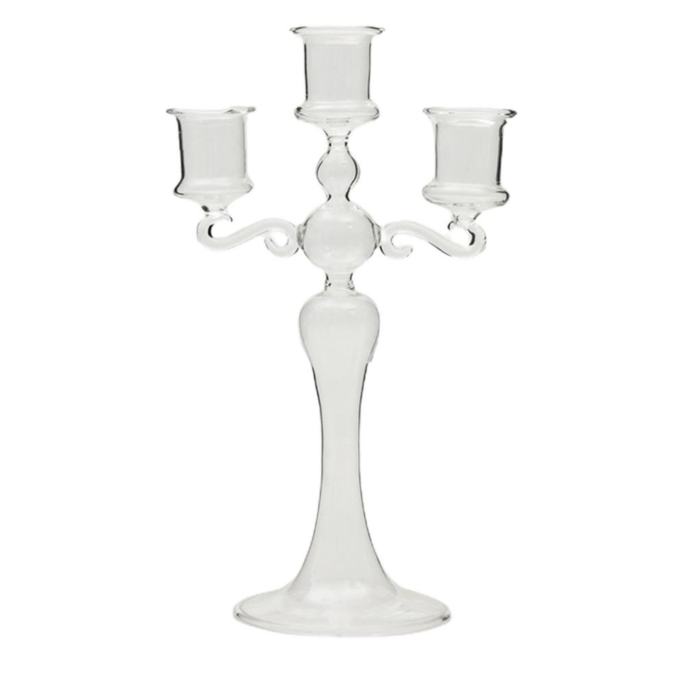 3 Köpfe Dekorative Kerzenhalter Bunte Glas Blumenvase für Heimdekoration Hochzeitsdekoration Tafelaufsätze Kerzenständer transparent von Joom DACH