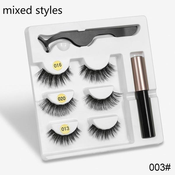 3 Paar Augen Make-up Magnet Wimpern Magnetische falsche Wimpern Liqiud Eyeliner Beauty Kit Nerz Wimpern Style 3 von Joom DACH