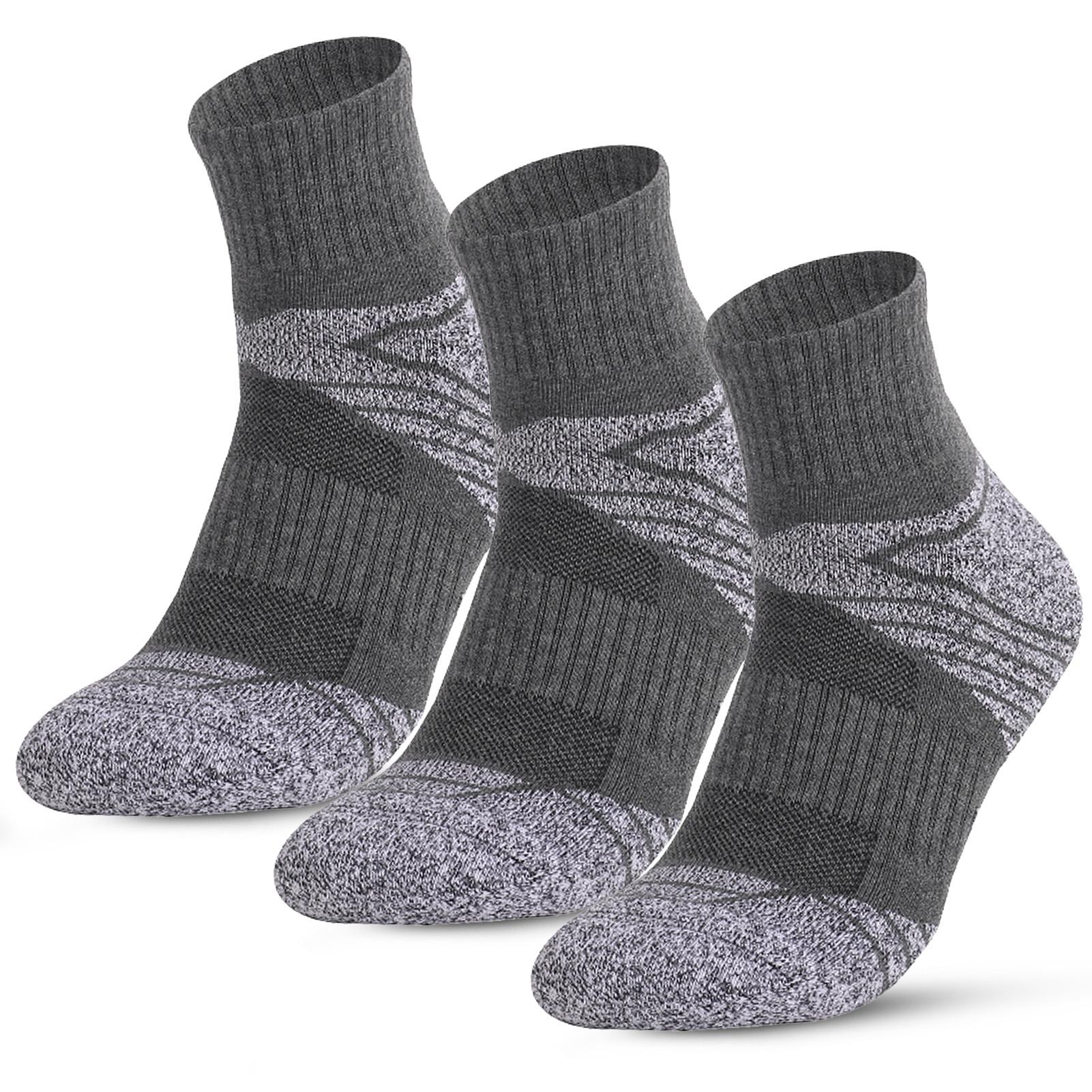 3 Paar sportliche Baumwollsocken für Herren, Outdoor-Sport, lässige Crew-Socken zum Wandern, Trekking, Spazierengehen L dunkelgraue von Joom DACH