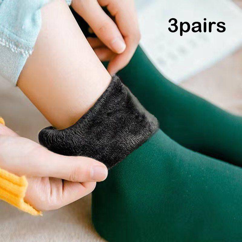3 Paare/los Frauen Winter Warm Verdicken Thermische Weiche Casual Einfarbig Socken Wolle Kaschmir Hause Schnee Stiefel Samt Hause Boden socke One Size von Joom DACH